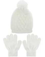 Capelli New York Big Girl's 2-Piece Mixed Pearl Beanie & Glove Set-Size-(M-L)