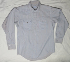 ROCKMOUNT RANCH WEAR MENS SHIRT BLUE STRIPE LS TRU-WEST RRW CUSTOM FITTED SNAP