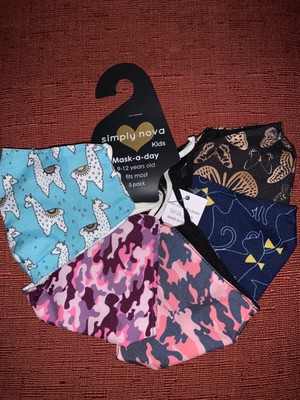 Simply Nova Mask-a-day 5 pack non medical reusable face masks KIDS 9-12 yrs old
