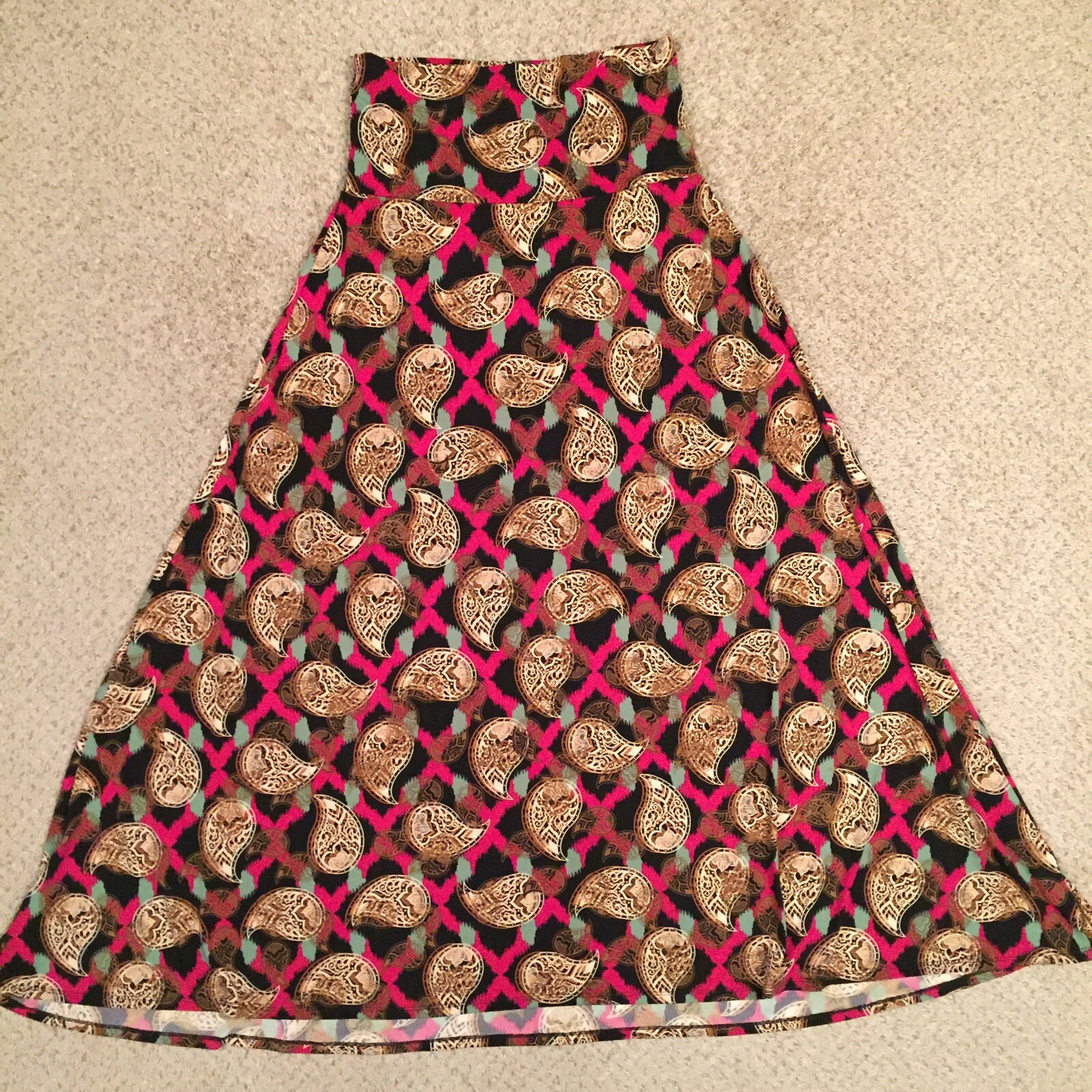 LuLaRoe Maxi Skirt Medium Multicolor Geometric Long Unlined Pull On-image