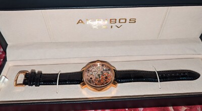 Skeleton Akribos xxiv mens watch automatic In case AK418RG | eBay