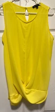 INTERNATIONAL CONCEPT top shirt M 8 Bust 38 Length 26 Yellow Solid Twist Front