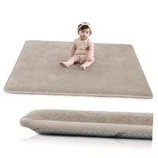 Baby Play Mat for Floor,1.3" Thick Elasti-Foam 50"×50" 50"×50"×1.3" Beige
