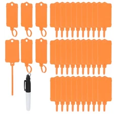 100 Pcs 6.1"x1.46" Plastic Tag Blank Waterproof Shipping Label with Pen Orange
