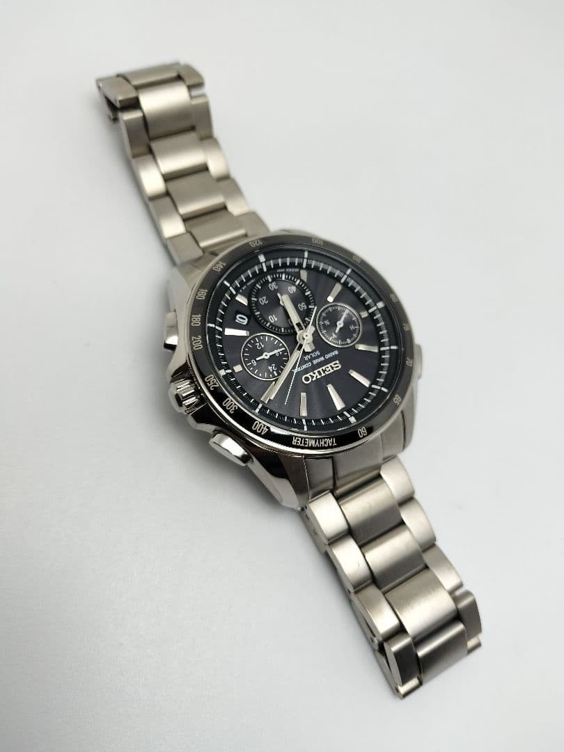 SEIKO Brightz 8B82 SAGA163 Titanium Solar Chronograph Men's Watch