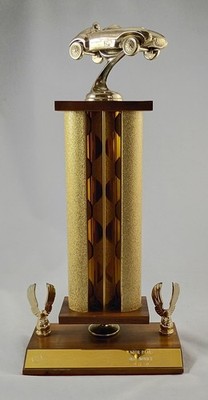 Vintage 1970 15'' Car Rallye Trophy, 3rd Novice, Nav. Course-Marker Gimmick