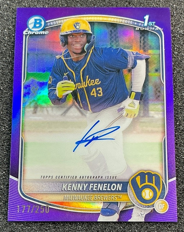 2025 Bowman Chrome Kenny Fenelon Auto Purple Refractor 1st Prospect /250