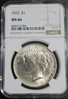 1923 Peace Dollar NGC MS-66 Unique Toning On Both Sides!