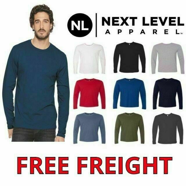 Next Level Apparel Mens Long Sleeve Premium Crew Neck T-Shirt