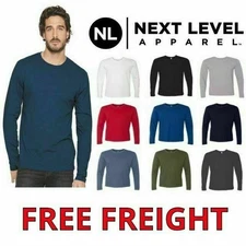Next Level Apparel Mens Long Sleeve Premium Crew Neck T-Shirt - N3601 Tee S-2XL