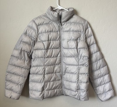 Eddie Bauer EB650 Microlight Women's Medium Light Gray Goose Down Puffer Jacket