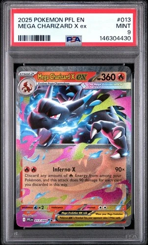 2025 POKEMON PFL EN-PHANTASMAL FLAMES #013 - MEGA CHARIZARD X EX 013/094 - PSA 9