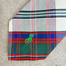 Polo Ralph Lauren Tie Green Blue Plaid 100% Cotton Made in USA Preppy