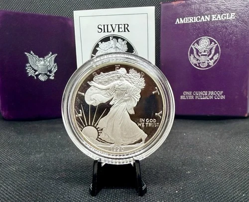 1990-S Proof American Silver Eagle with OGP & COA! 1 Oz .999 Silver