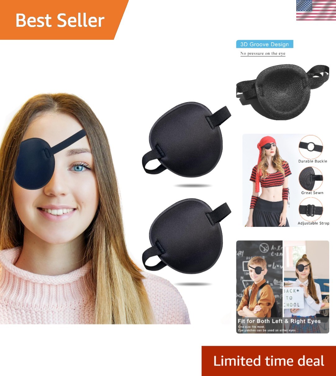 2-Pack Adjustable Eye Patches - Soft and No Pressure Design