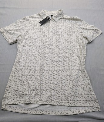 New Mens Adidas Golf Ultimate Polo Shirt Size Large Micro Argyle Off White $80
