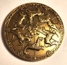 1988 MEDALLIC ART BRONZE CALENDAR CONEY ISLAND CAROUSEL MARCEL JOVINE
