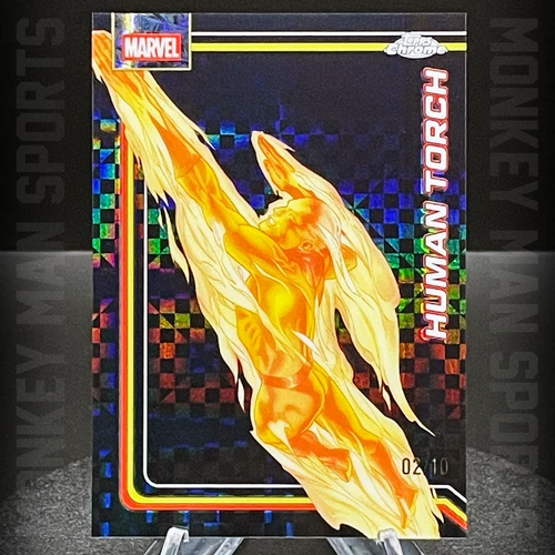 2026 Topps Chrome Marvel - Human Torch /10 - #051 BLACK X-FRACTOR FANTASTIC FOUR