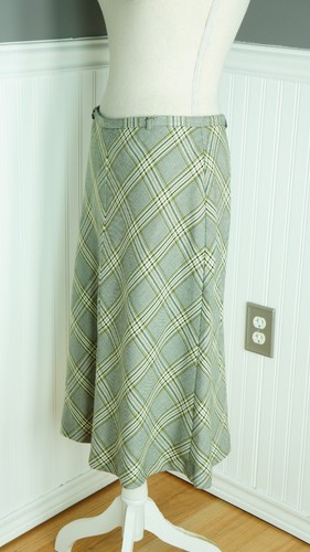Falda Midi Norton McNaughton Verde a Cuadros 8 Preppy Academia Modesta Carrera Cremallera - Imagen 4 de 4