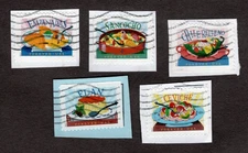 #5192-7 Delicioso Stamps, Used Set of 5, Forever, On Paper