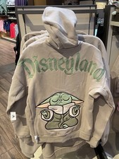 Disney Parks Grogu Baby Yoda Hoodie Adult Medium Beige Zip Up Mandalorian NEW