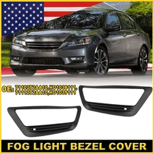 2X Black Front Bumper Fog Light Lamp Covers Trim For 2013 2014 2015 Honda Accord