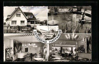 Haffkrug, Hotel Dagmar, pond, postcard 1964