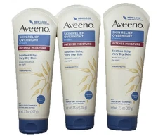 3X Aveeno Skin Relief Overnight Intense Moisture Cream W/ Triple Oat Complex 7.3