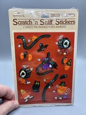 Vintage 1985 Hallmark Scratch N Sniff Halloween Stickers Black Licorice NOS