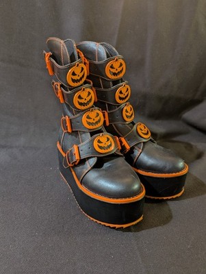YRU Dominion Jack O Lantern Platform Boots womens 7M