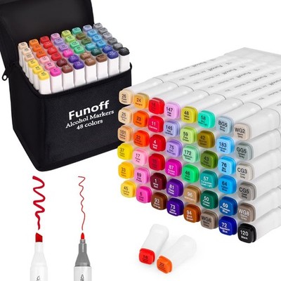 Alcohol Markers, 48 Colors Fine & Chisel Dual Tip Art Markers, Permanent Sket...