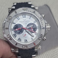 Reloj de pulsera Aquaswiss Bolt 5H cronógrafo de cuarzo esfera plateada correa de goma negra
