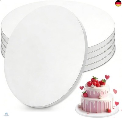 5 Stück Tortenplatte, Weiße Runde Tortenteller 25 cm, Cake Board 12 mm Dicke, W