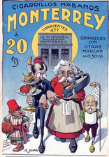 1920 Monterrey Cigarrillos Habanos Póster Anuncio Argentina Tabaco Cigar Impresión De Colección