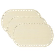 3Pcs Crochet Basket Base, 10 x 6" Basket Bottoms Oval Wood Base