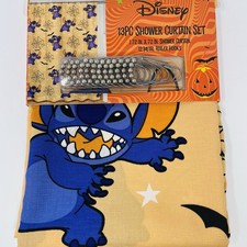 Disney Lilo Stitch Shower Curtain 72 x72 Halloween Orange 13 Piece Set Hooks