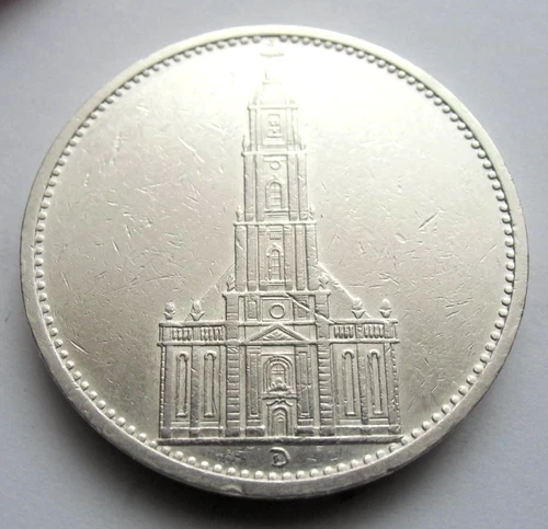 (276) ANTIQUE WWII   German 3rd Reich  1934 D   5 Reichsmark  SILVER COIN