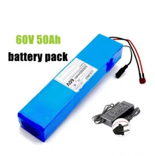 60V 16S2P 50Ah Rechargeable Li-ion Battery Pack 67.2V 50000mAh with BMS Charger