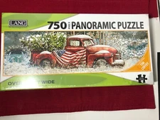 Lang 2016 Flag Truck 750 Pc Panoramic Jigsaw Puzzle -Tim Coffey 3 Ft Wide (READ)