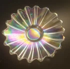 2 Vtg Carnival Glass Platters Tray 11.25" & 9"Federal Iridescent Rainbow Glaze