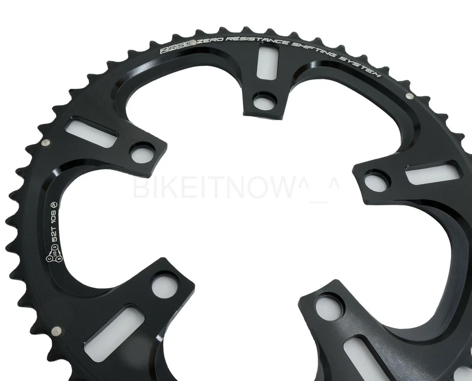 Plato DRIVELINE 52T Carretera, Bicicleta CC 7075/T6 BCD 110 MM Negro/Plateado, 2x10 Velocidad Foto 4 de 4