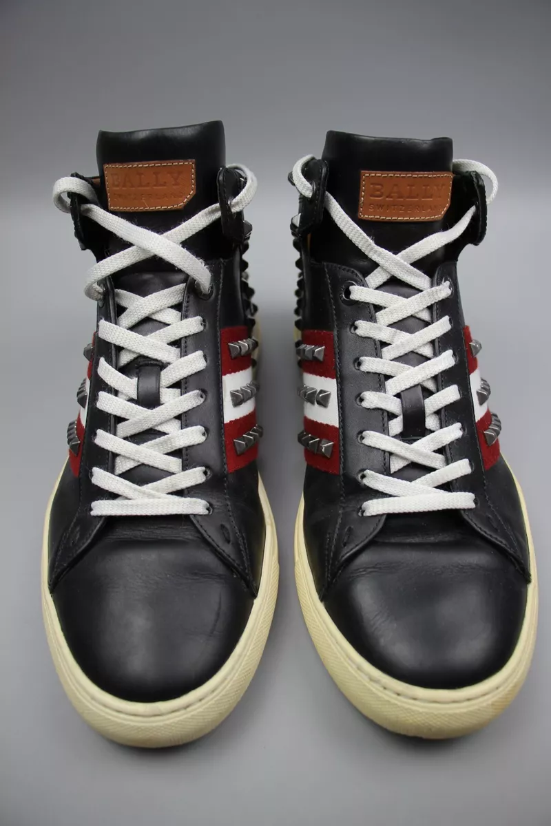BALLY Hedern B Studded Mens High Top Black Used Sneakers Sz 41 US