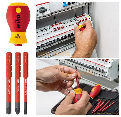 WIHA 4 Piece STUBBY SlimVario VDE SL/PZ2, Slot,Phillips 2 Screwdriver Set, 41230