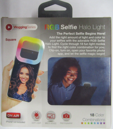 ON AIR 8377 RGB SELFIE MINI SQUARE HALO LIGHT 18 COLOR COMBINATIONS EASY CLIP ON - Picture 2 of 2