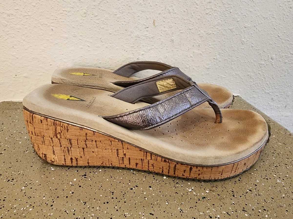 Vintage 90's Y2K Volatile Chunky Wedge Platform Flip Flop Thong