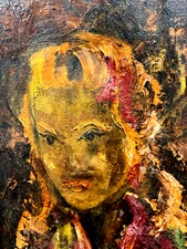 ORIGINAL QUALITY ART EXPRESSIONISM CUBISM SURREAL FACE GIRL ON CANVAS