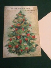 Vintage Hallmark Christmas Thank You Card Christmas Tree /Unused 1960s NOS