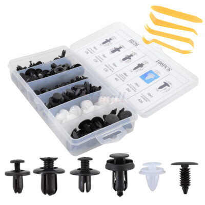6size Assortment 100pcs Fender Insulator Trim Panel Retainer Clip Fastener 4Tool