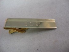 Vintage 1961 Flex-Let Tie Clip Bar Gold Tone Engraved 6-9-61 USA Made Mens