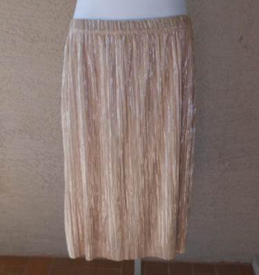 IMAN Crinkle Pleated Skirt Size 3X/22W/24W Metallic Shimmer Fully Lined